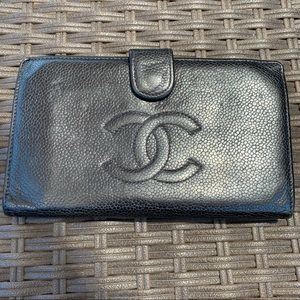 Chanel black caviar leather